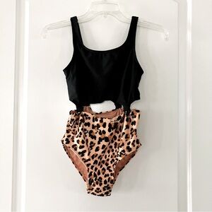 Girls Leopard Print One-piece Swimsuit